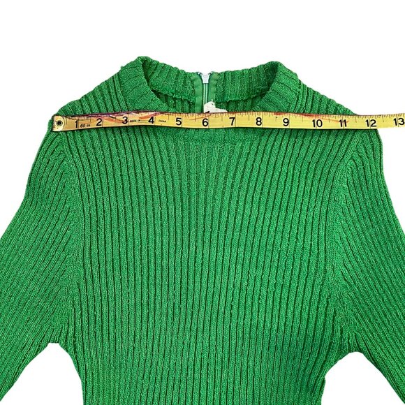 Vintage Young East Green Knit Dress Size 11 With Back Zipper Closure & Adjustabl - Picture 9 of 15